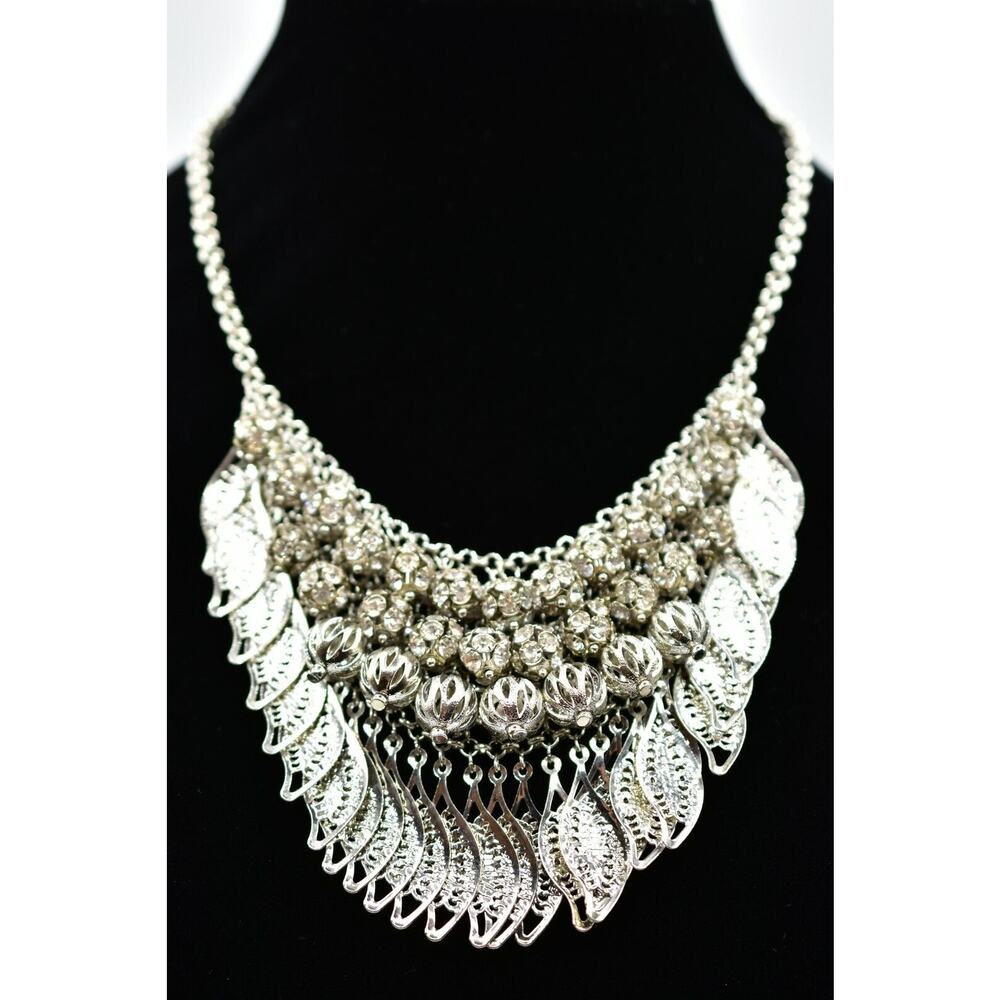 Statement Necklace Collar Sparkling Rhinestone Cr… - image 1
